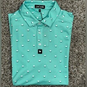 Bad Birdie Men's Aqua Polo with White Pattern